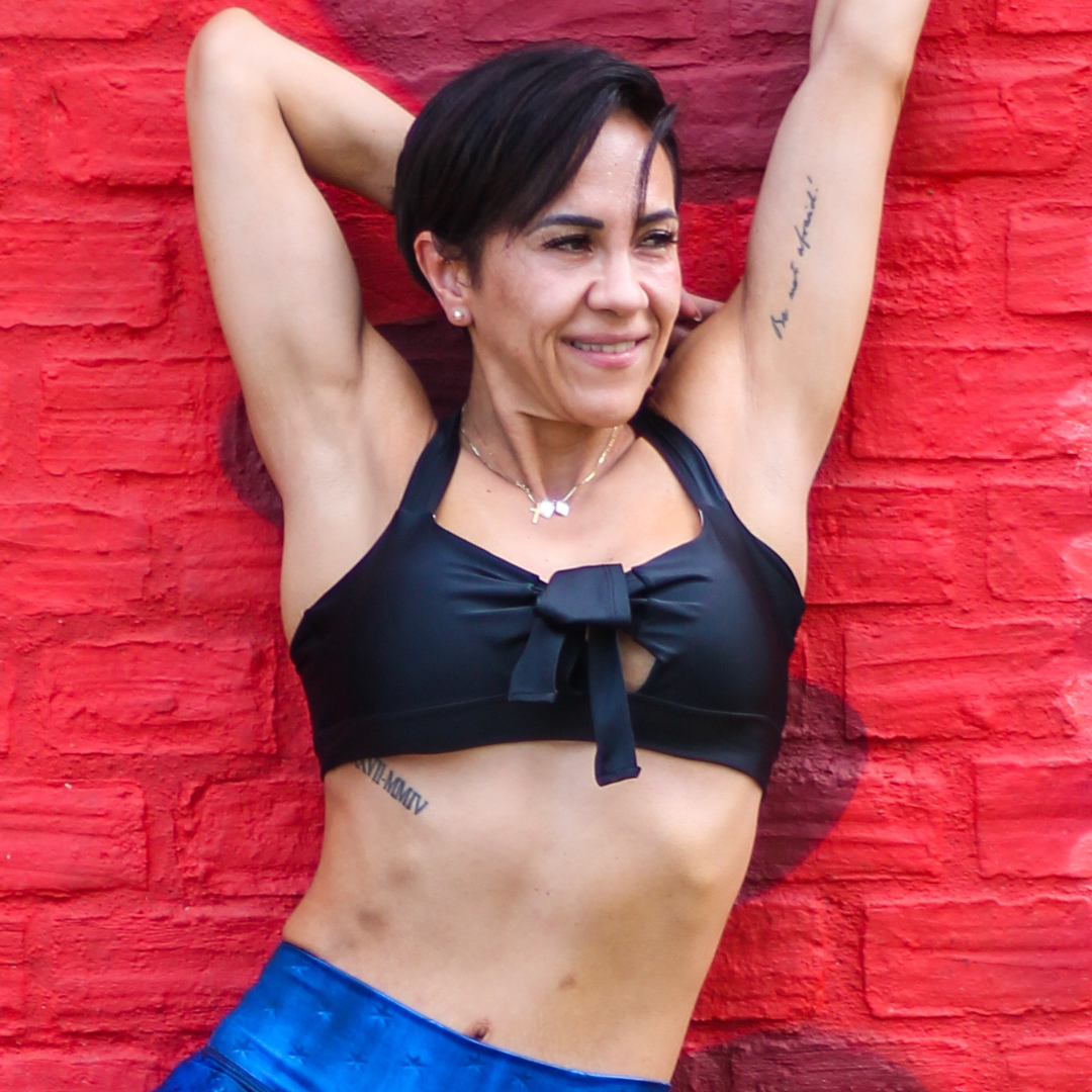 Black Tie Front Sports Bra